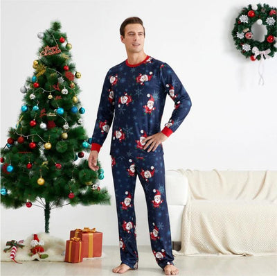 Pijamas Navidad Familia <br/> Papás Noel y copos de nieve
