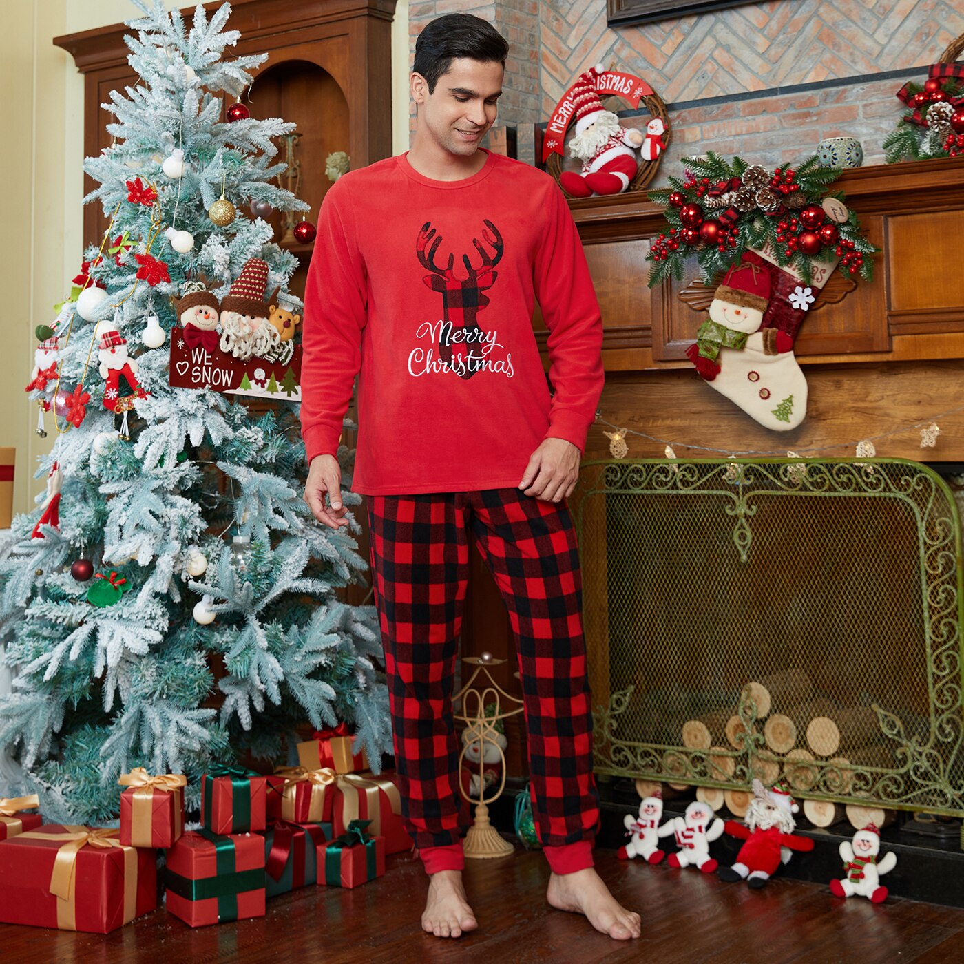 Pijamas Navidad Familia <br/> Renos a Cuadros