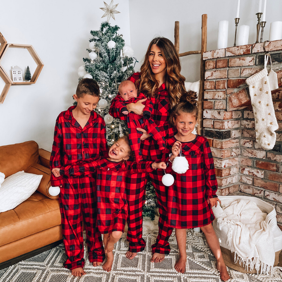 Pijamas Navidad Familia <br/> Comprobar el Patrón